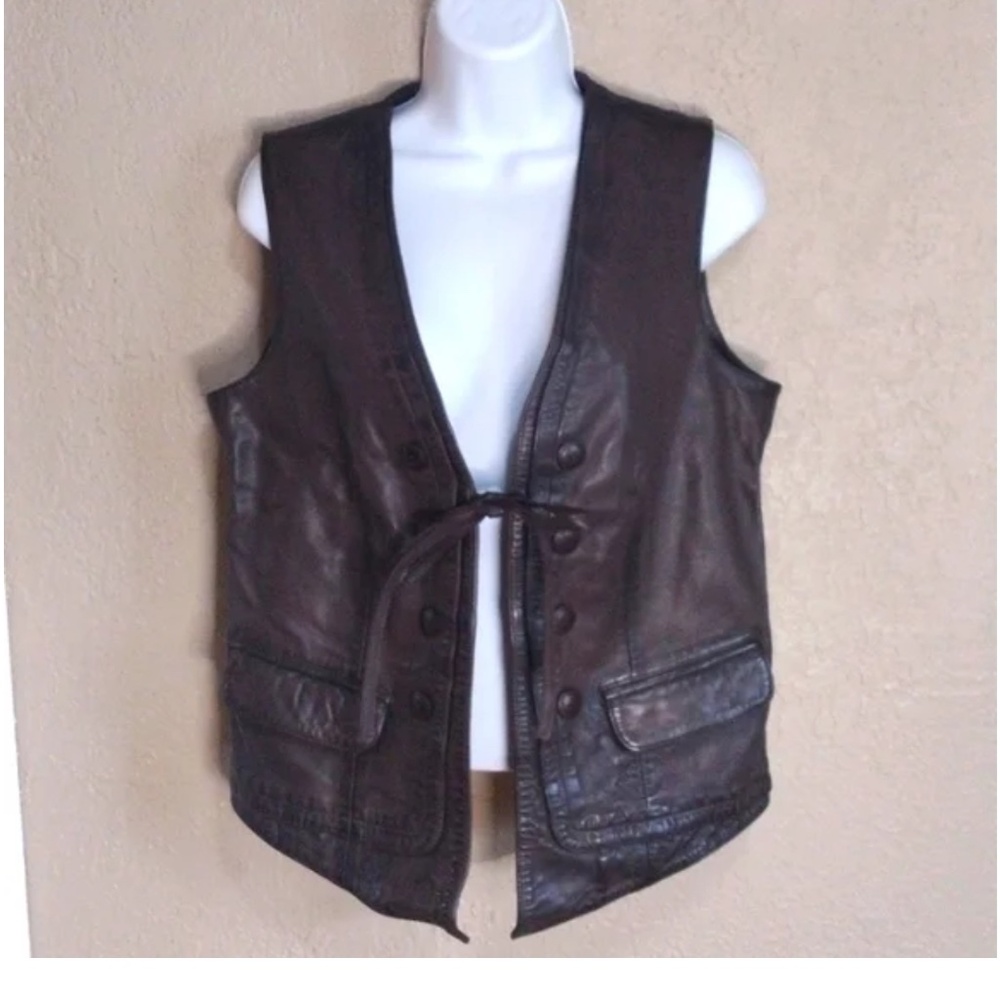 Sundance Leather Vest Women's Size Medium, Brown